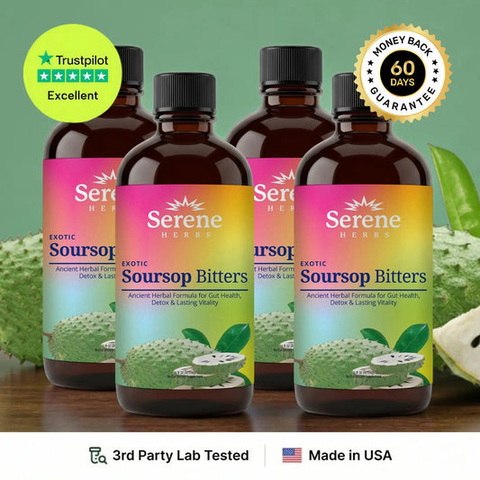 Serene Herbs Soursop Bitters Liquid with Soursop Leaves for Gut Cleanse, Detox & Immune Boost