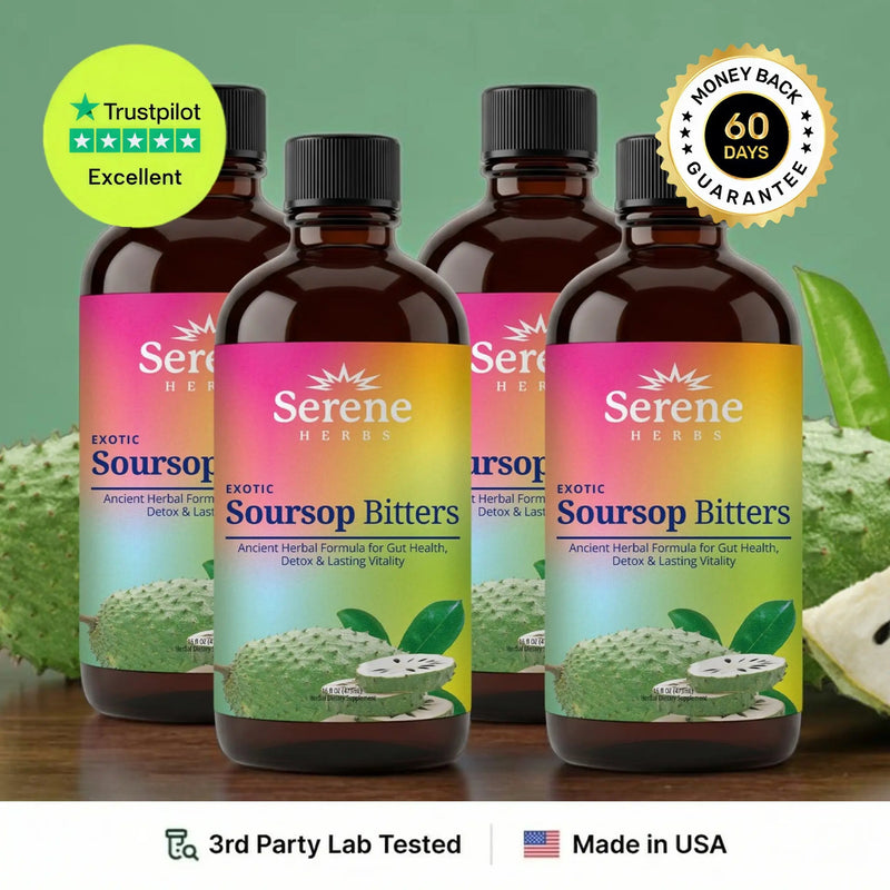 Serene Herbs Soursop Bitters Liquid with Soursop Leaves for Gut Cleanse, Detox & Immune Boost